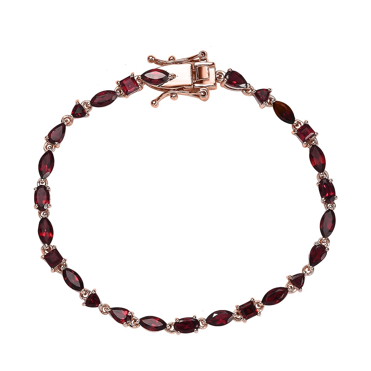 Premium Anthill Garnet Bracelet in Vermeil RG Over Sterling Silver (6.50 In) 6.85 ctw image number 0