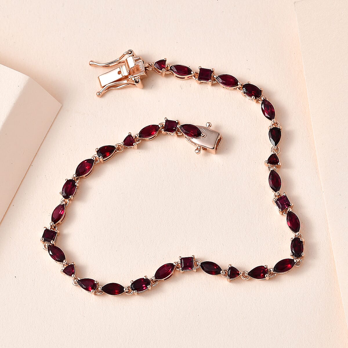 Premium Anthill Garnet Bracelet in Vermeil RG Over Sterling Silver (6.50 In) 6.85 ctw image number 1