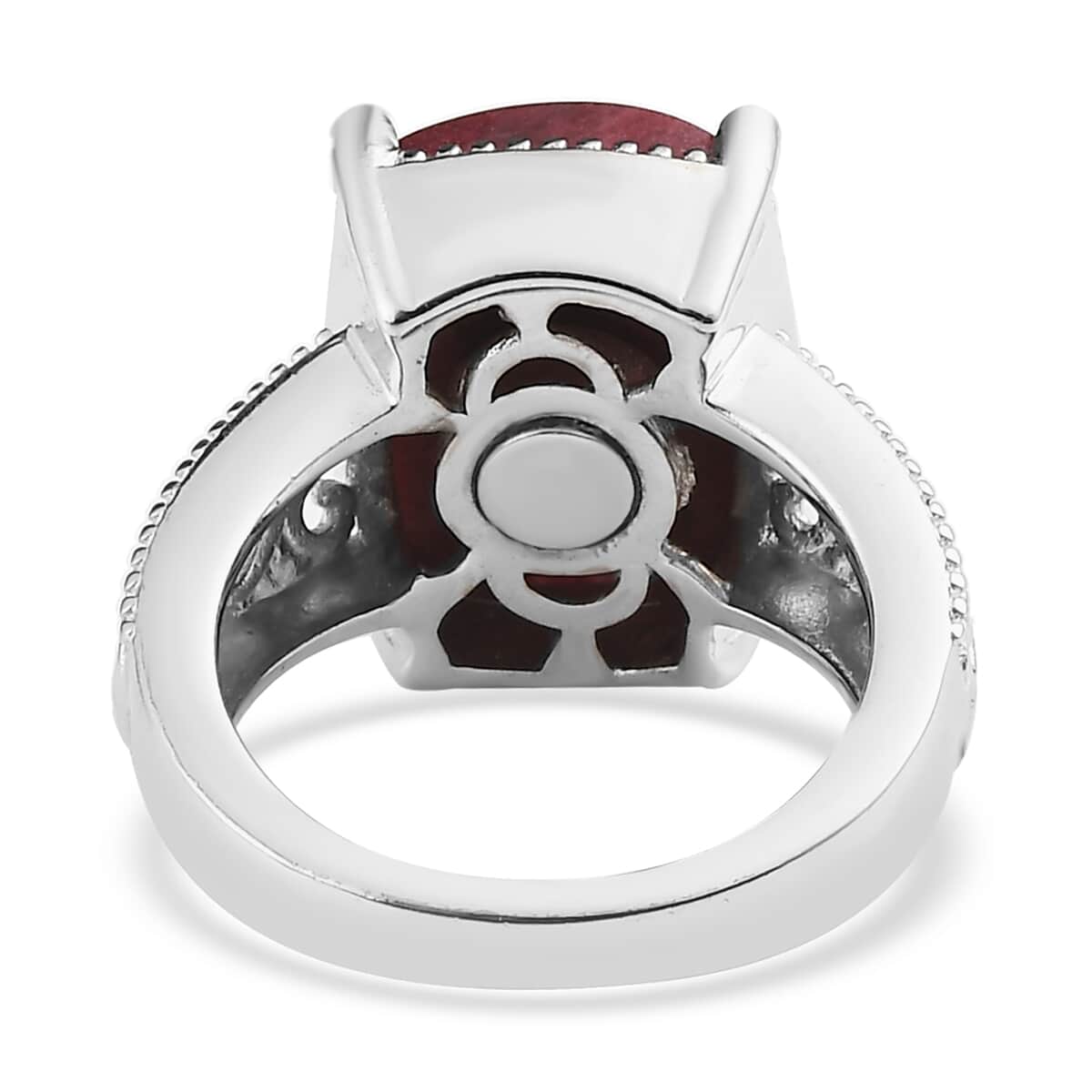 Karis Norwegian Thulite Solitaire Ring in 18K RG Plated and Platinum Bond 7.35 ctw image number 4