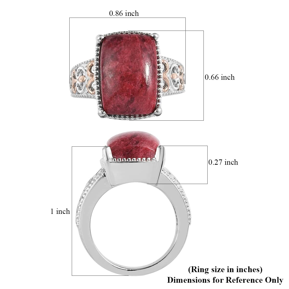 Karis Norwegian Thulite Solitaire Ring in 18K RG Plated and Platinum Bond 7.35 ctw image number 5