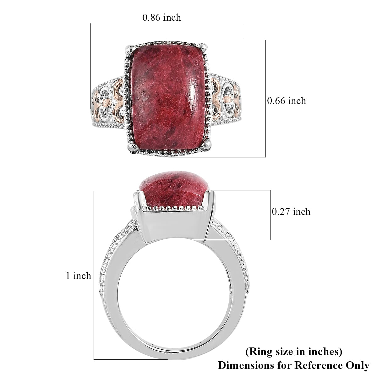 Karis Norwegian Thulite Solitaire Ring in 18K RG Plated and Platinum Bond (Size 7.0) 7.35 ctw image number 5