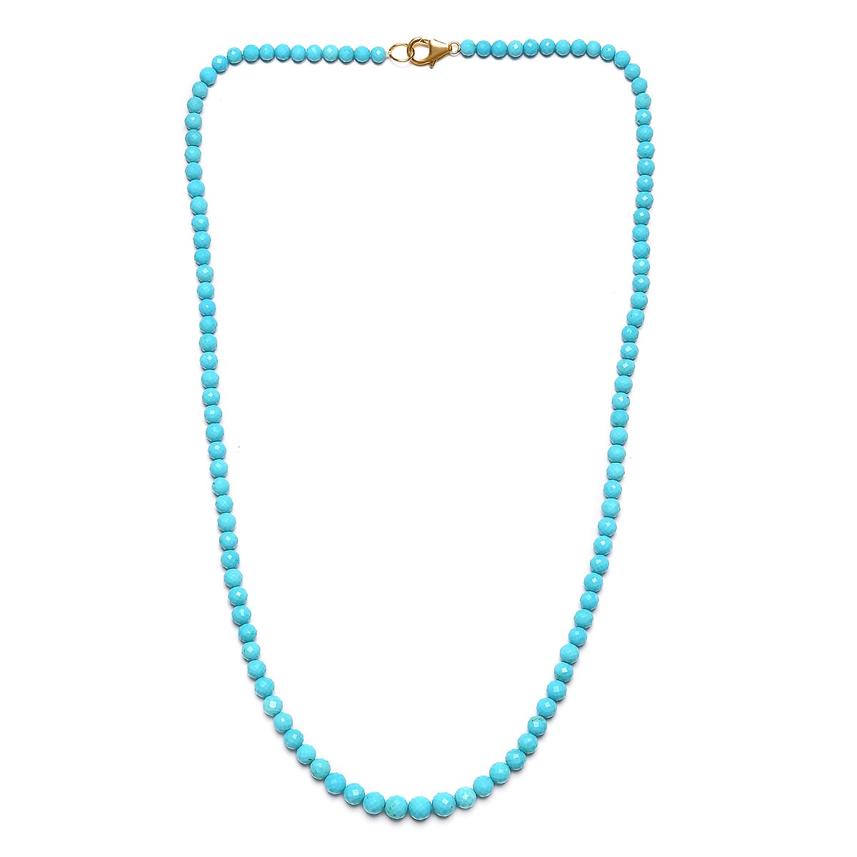 10K Yellow Gold AAA Turquoise Beaded Necklace 18 Inches 51.90 ctw image number 3