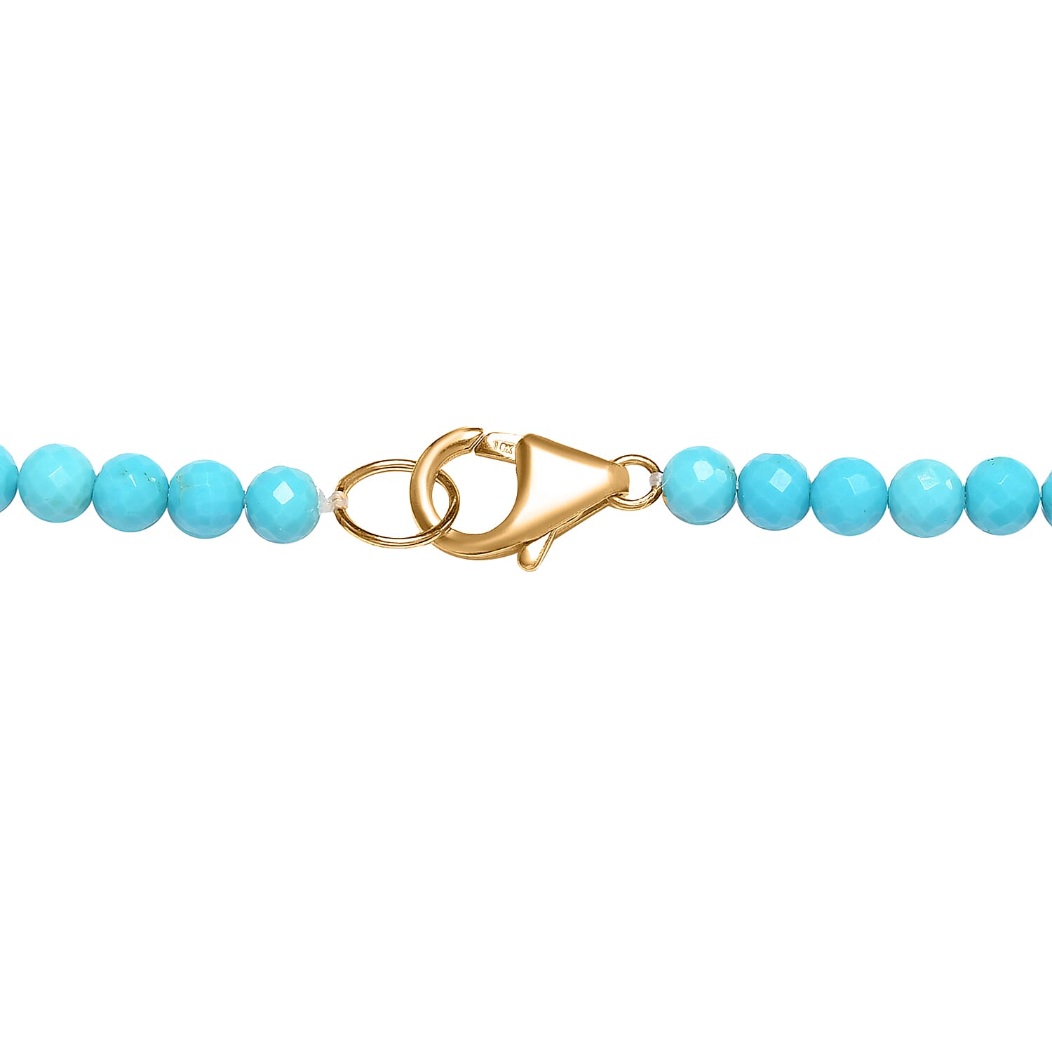 10K Yellow Gold AAA Turquoise Beaded Necklace 18 Inches 51.90 ctw