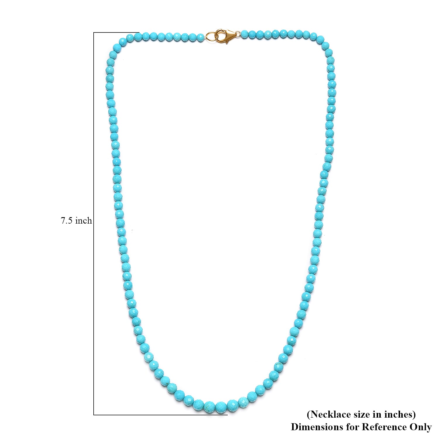 10K Yellow Gold AAA Turquoise Beaded Necklace 18 Inches 51.90 ctw