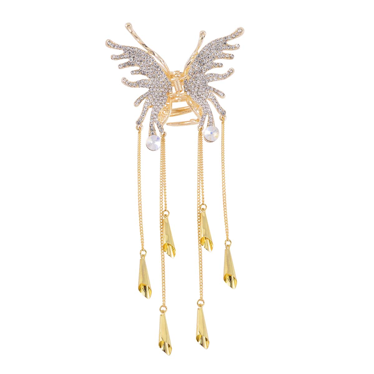 Austrian Crystal Butterfly Hair Pin in Goldtone image number 0