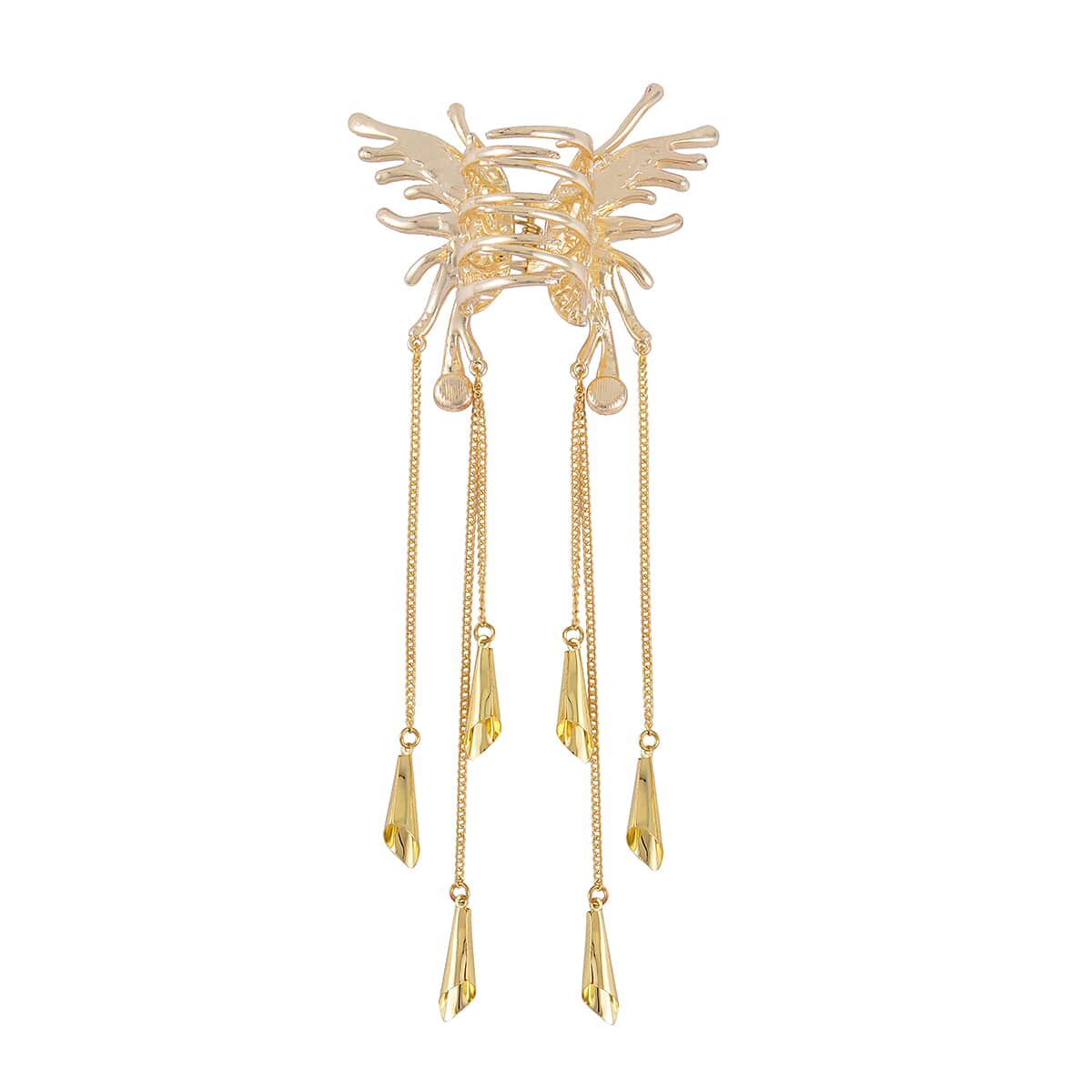 Austrian Crystal Butterfly Hair Pin in Goldtone image number 2