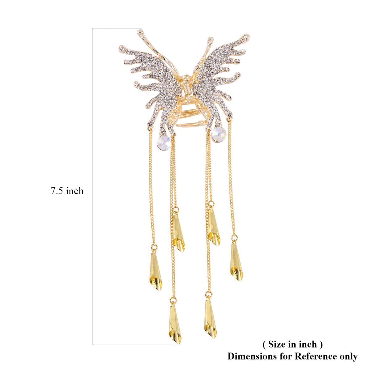 Austrian Crystal Butterfly Hair Pin in Goldtone image number 3