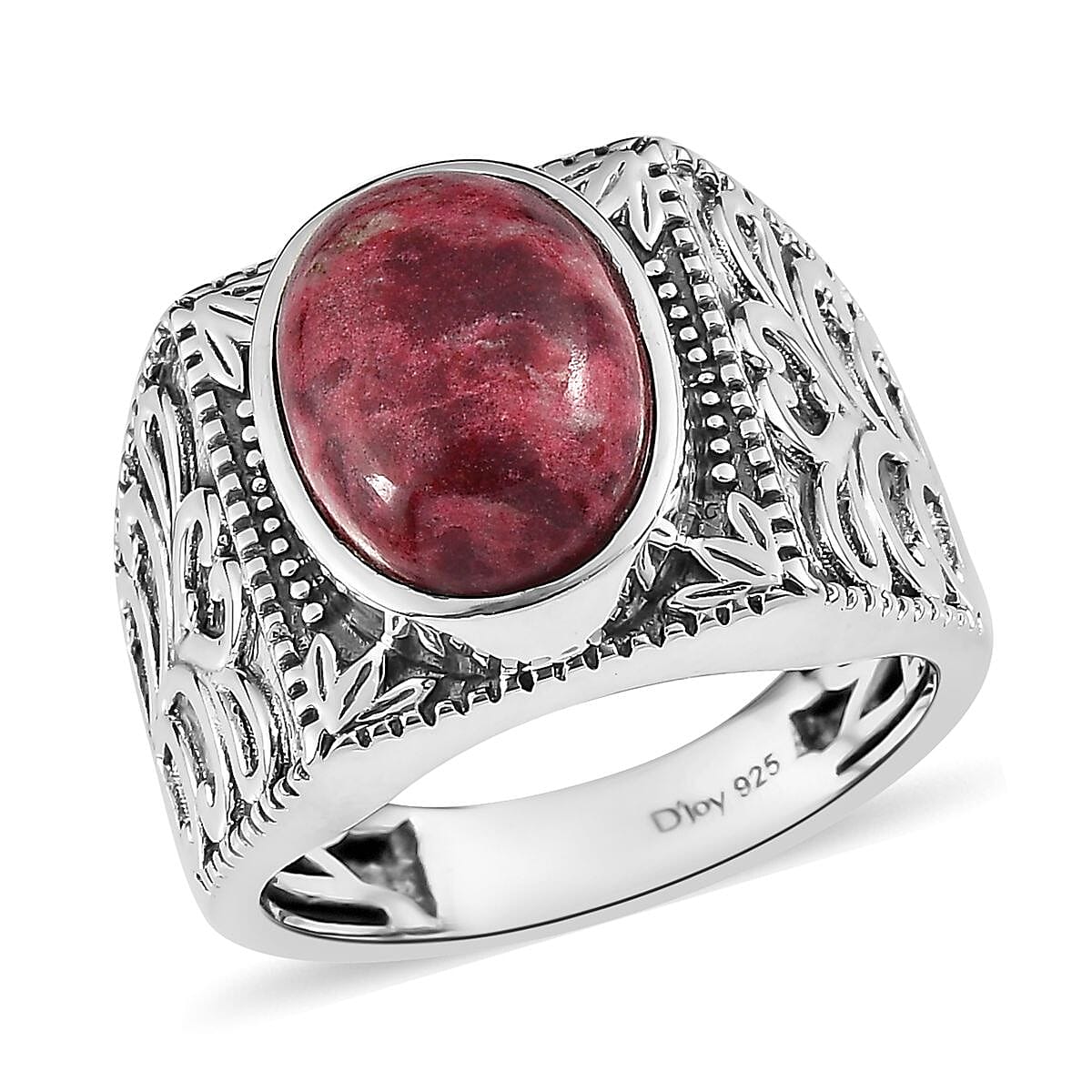 Artisan Crafted Norwegian Thulite Men's Ring in Sterling Silver (Size 10.0) 7.15 ctw