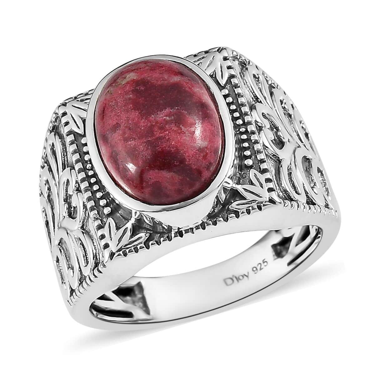 Artisan Crafted Norwegian Thulite Men's Ring in Sterling Silver 7.15 ctw image number 0