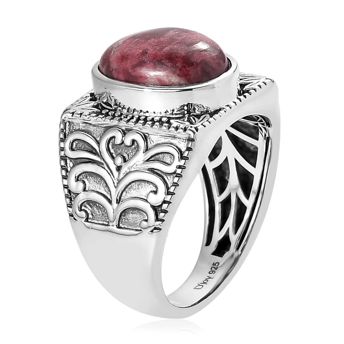 Artisan Crafted Norwegian Thulite Men's Ring in Sterling Silver 7.15 ctw image number 3