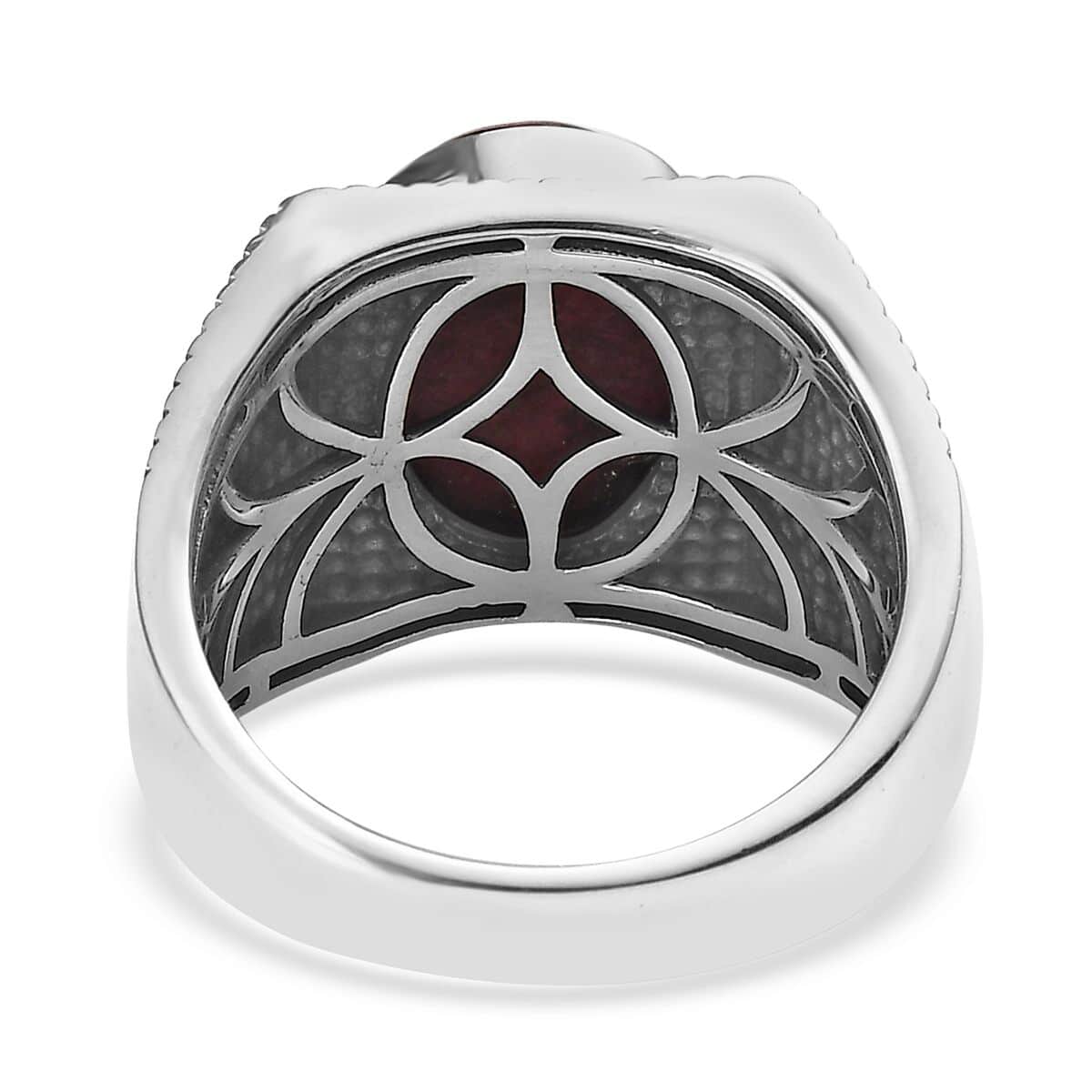 Artisan Crafted Norwegian Thulite Men's Ring in Sterling Silver 7.15 ctw image number 4