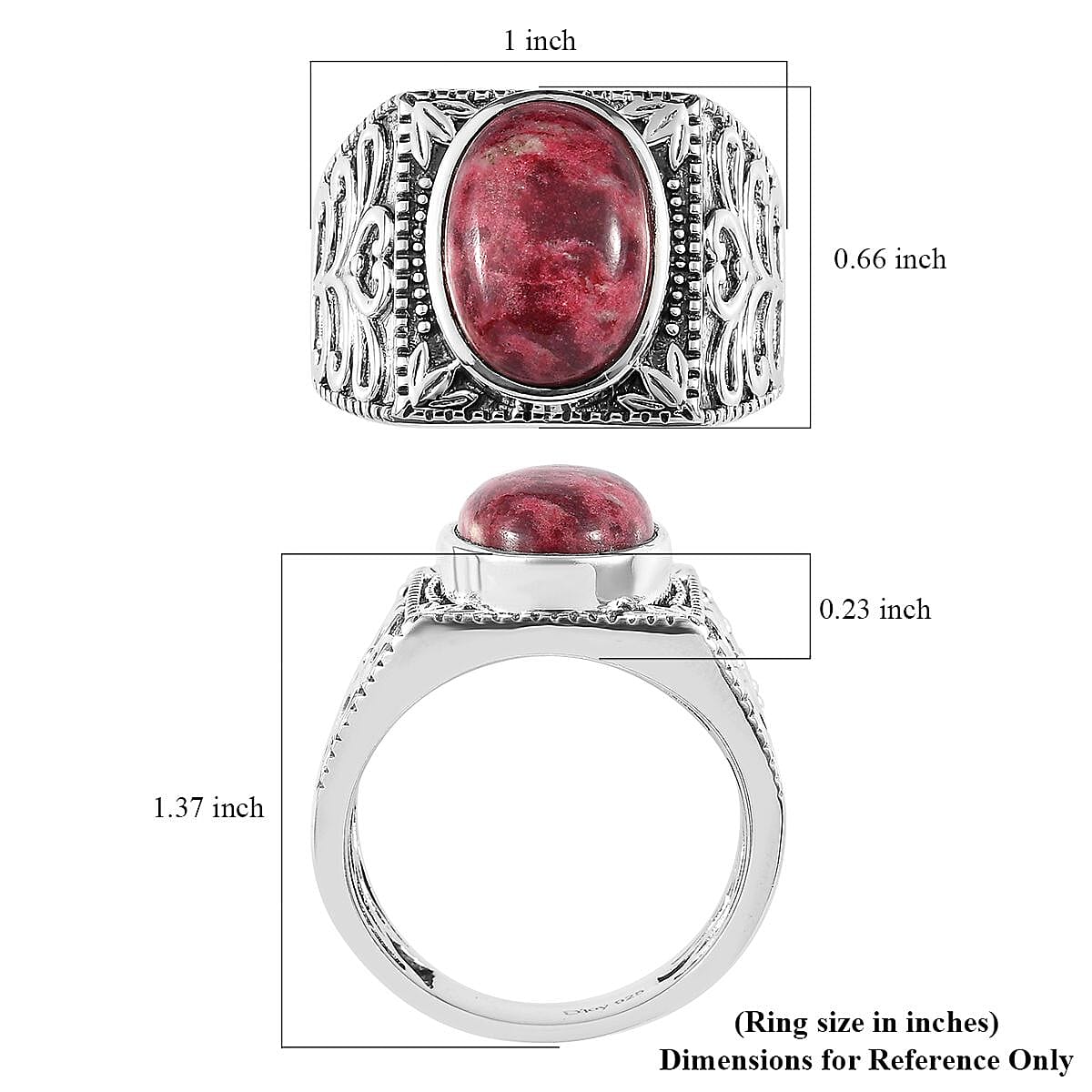Artisan Crafted Norwegian Thulite Men's Ring in Sterling Silver (Size 10.0) 7.15 ctw
