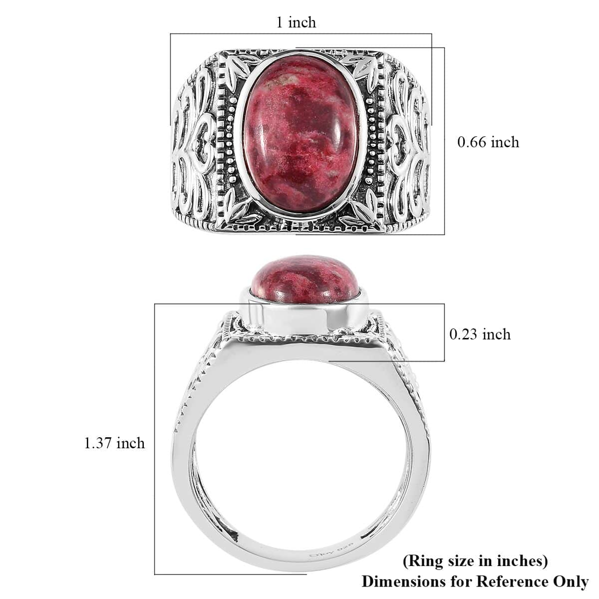 Artisan Crafted Norwegian Thulite Men's Ring in Sterling Silver 7.15 ctw image number 5