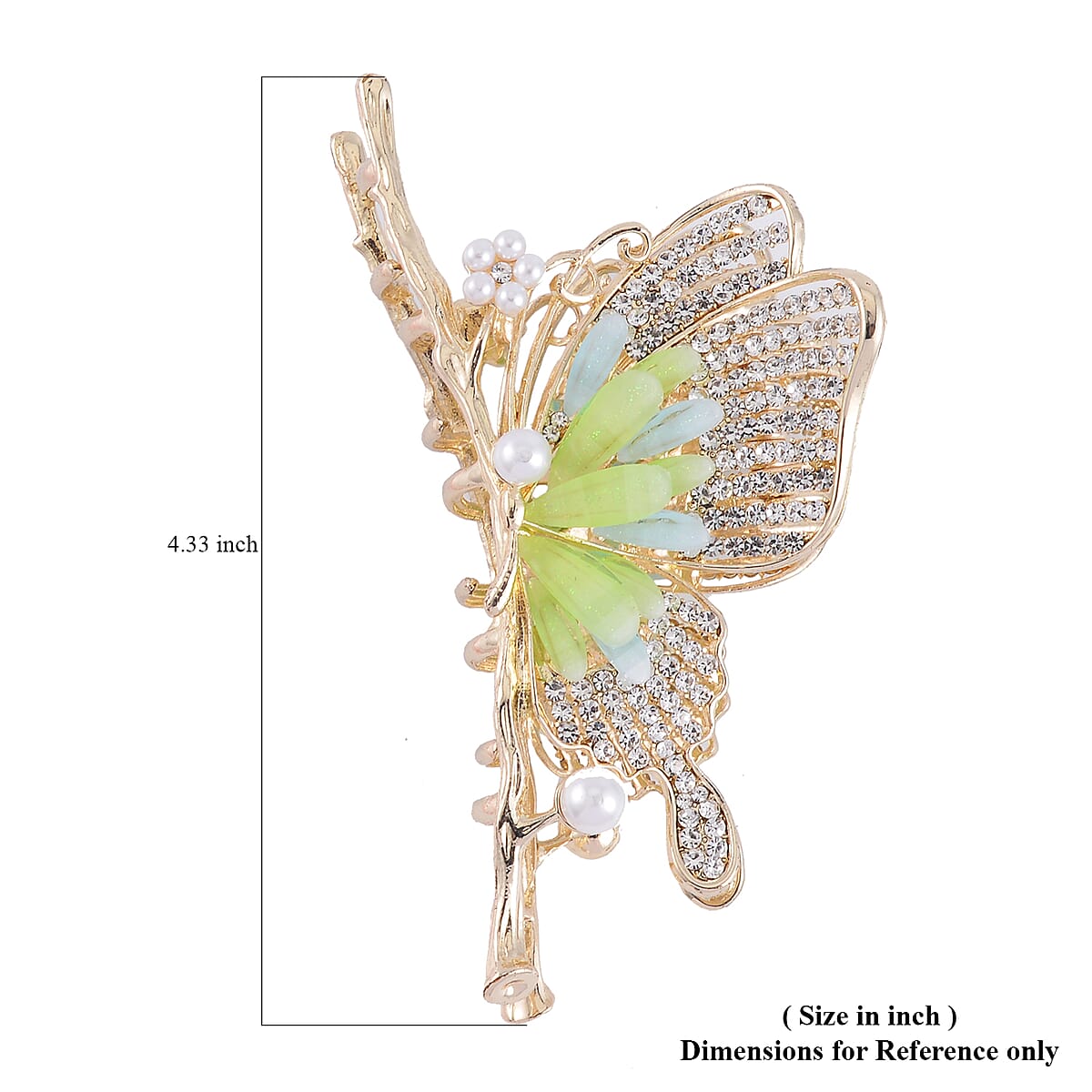 Simulated Pearl and Austrian Crystal, Resin Hair Pin in Goldtone image number 3