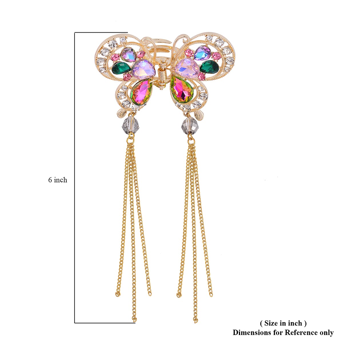 Multi Color Glass, White and Pink Austrian Crystal Hair Pin in Goldtone image number 3