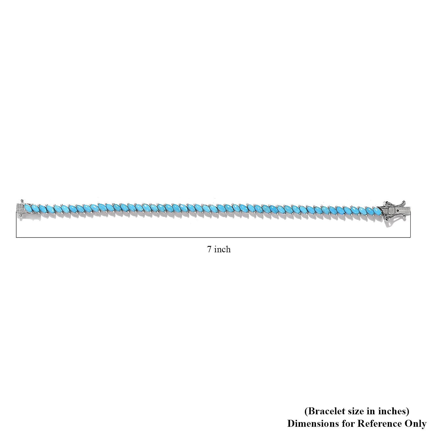 Premium Sleeping Beauty Turquoise Tennis Bracelet in Platinum Over Sterling Silver (6.50 In) 7.50 ctw