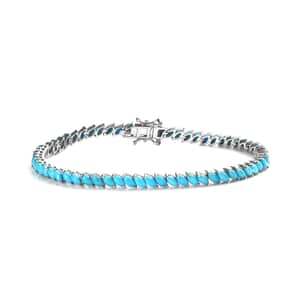 Premium Sleeping Beauty Turquoise Tennis Bracelet in Platinum Over Sterling Silver (8.00 In) 9.65 ctw
