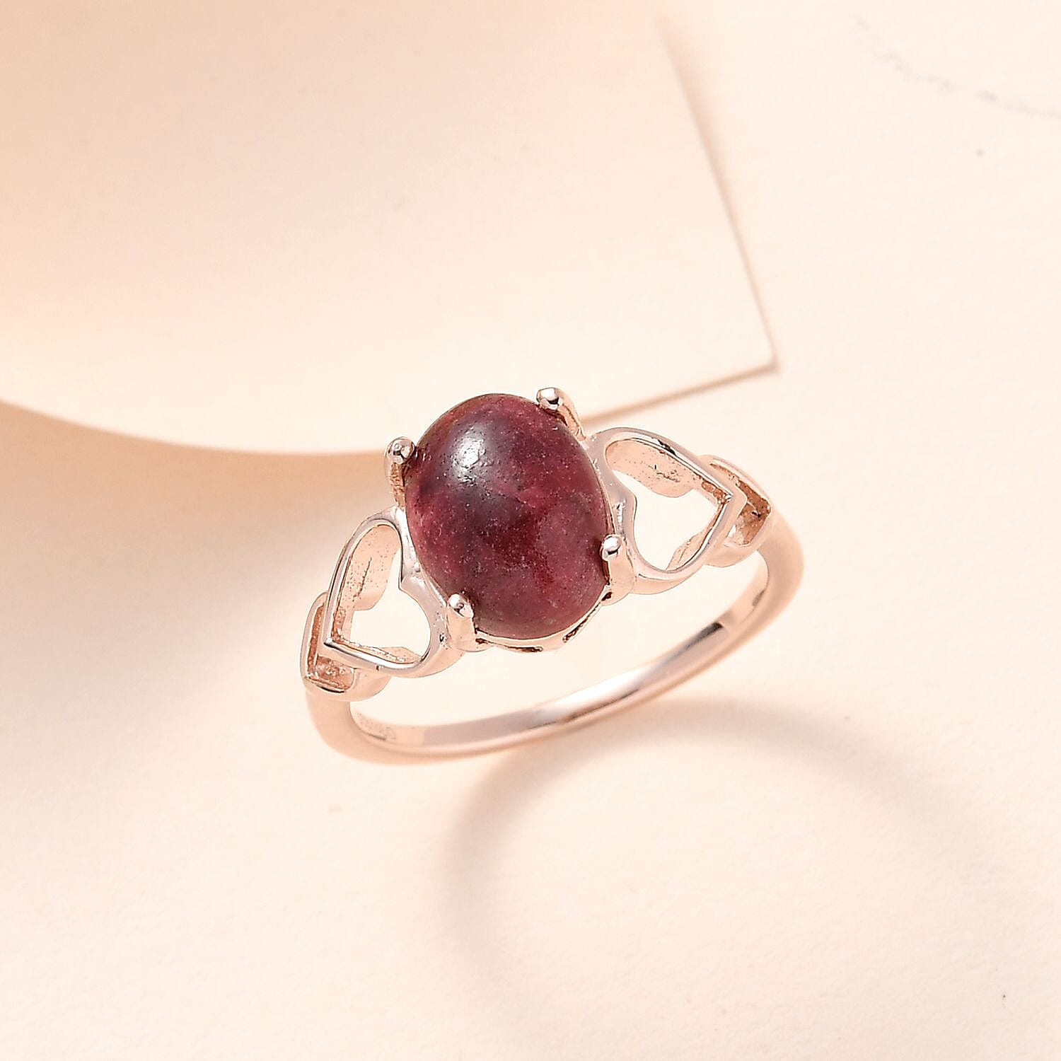 Norwegian Thulite Ring in Vermeil Rose Gold Over Sterling Silver (Size 10.0) 2.35 ctw