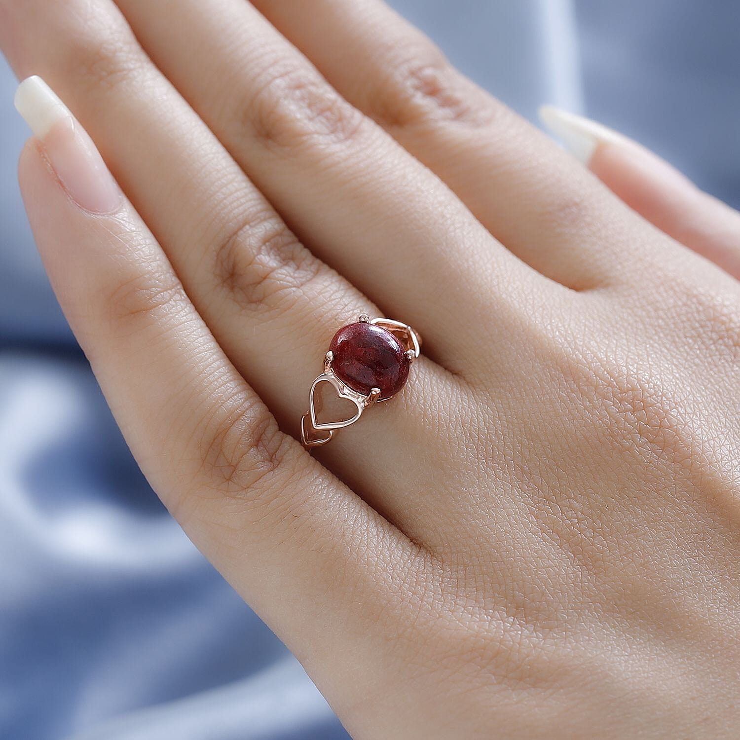 Norwegian Thulite Ring in Vermeil Rose Gold Over Sterling Silver (Size 10.0) 2.35 ctw