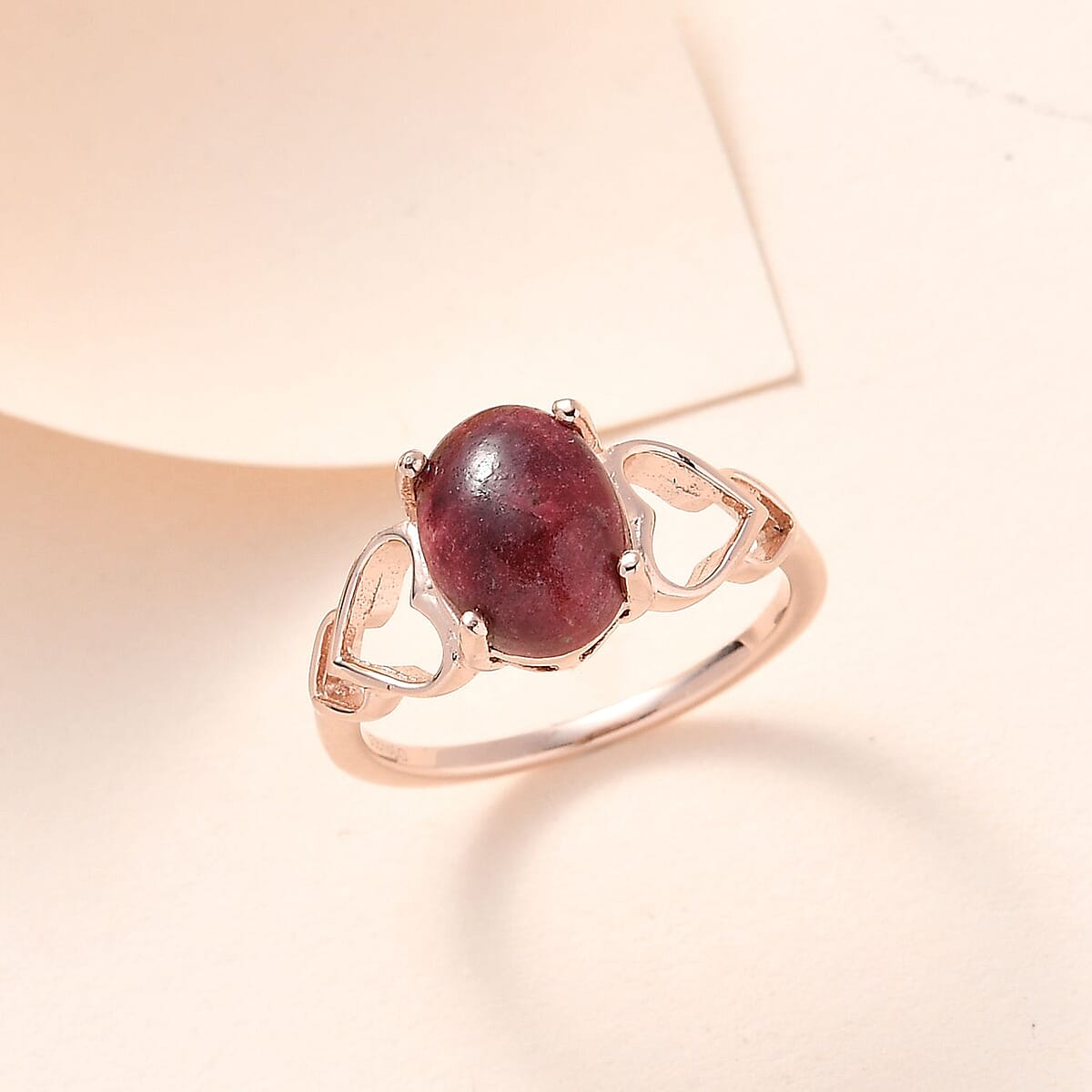 Norwegian Thulite Ring in Vermeil Rose Gold Over Sterling Silver (Size 6.0) 2.35 ctw image number 1