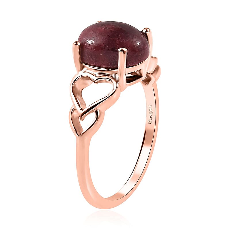 Norwegian Thulite Ring in Vermeil Rose Gold Over Sterling Silver (Size 8.0) 2.35 ctw