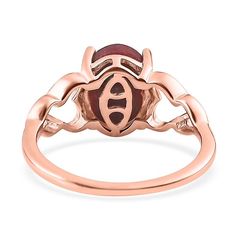 Norwegian Thulite Ring in Vermeil Rose Gold Over Sterling Silver (Size 8.0) 2.35 ctw