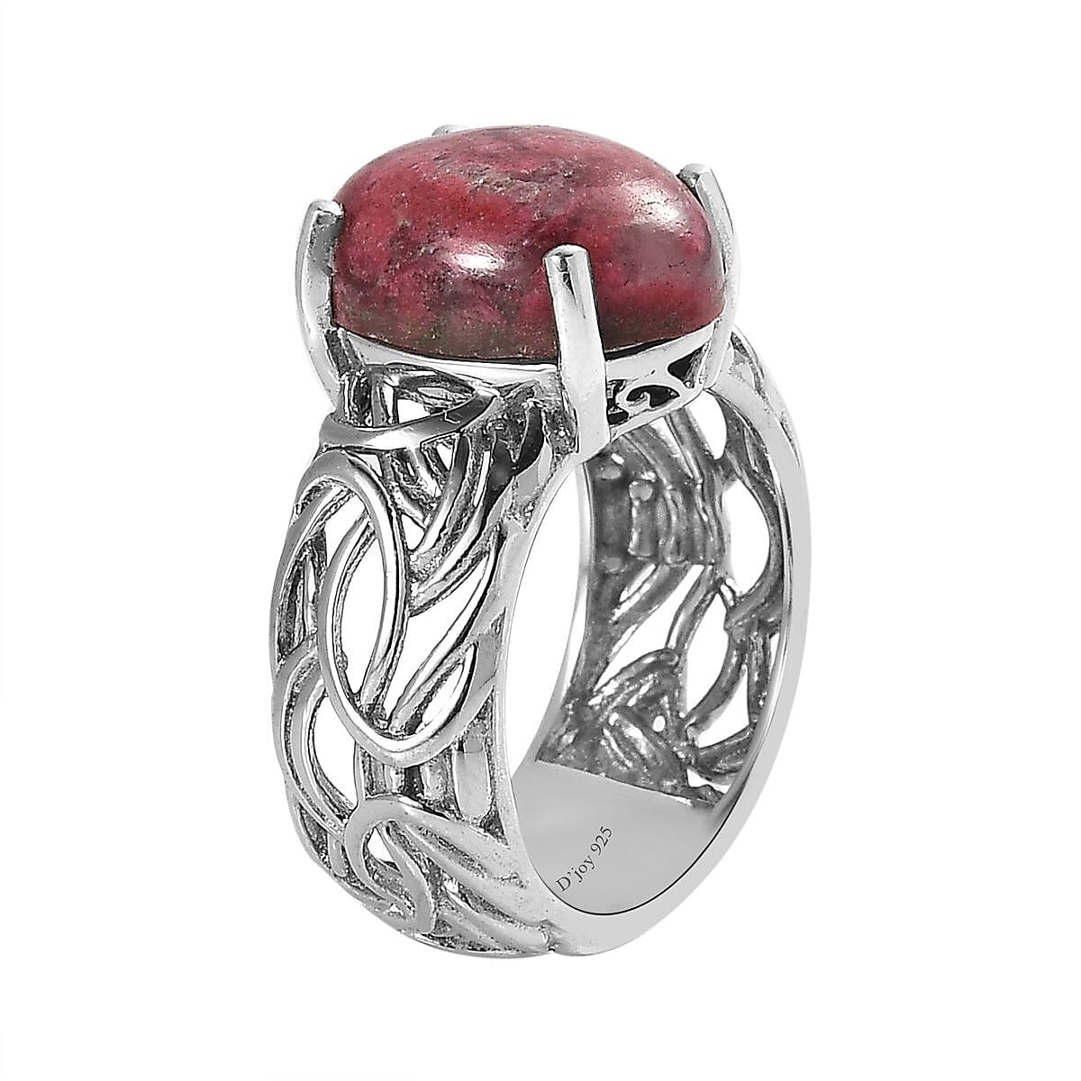 Norwegian Thulite Solitaire Ring in Platinum Over Sterling Silver 5.75 ctw image number 3