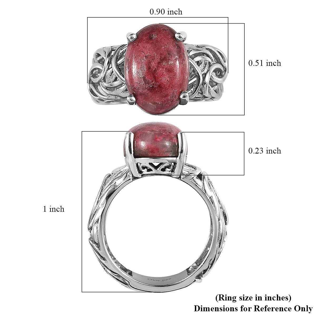 Norwegian Thulite Solitaire Ring in Platinum Over Sterling Silver 5.75 ctw image number 5