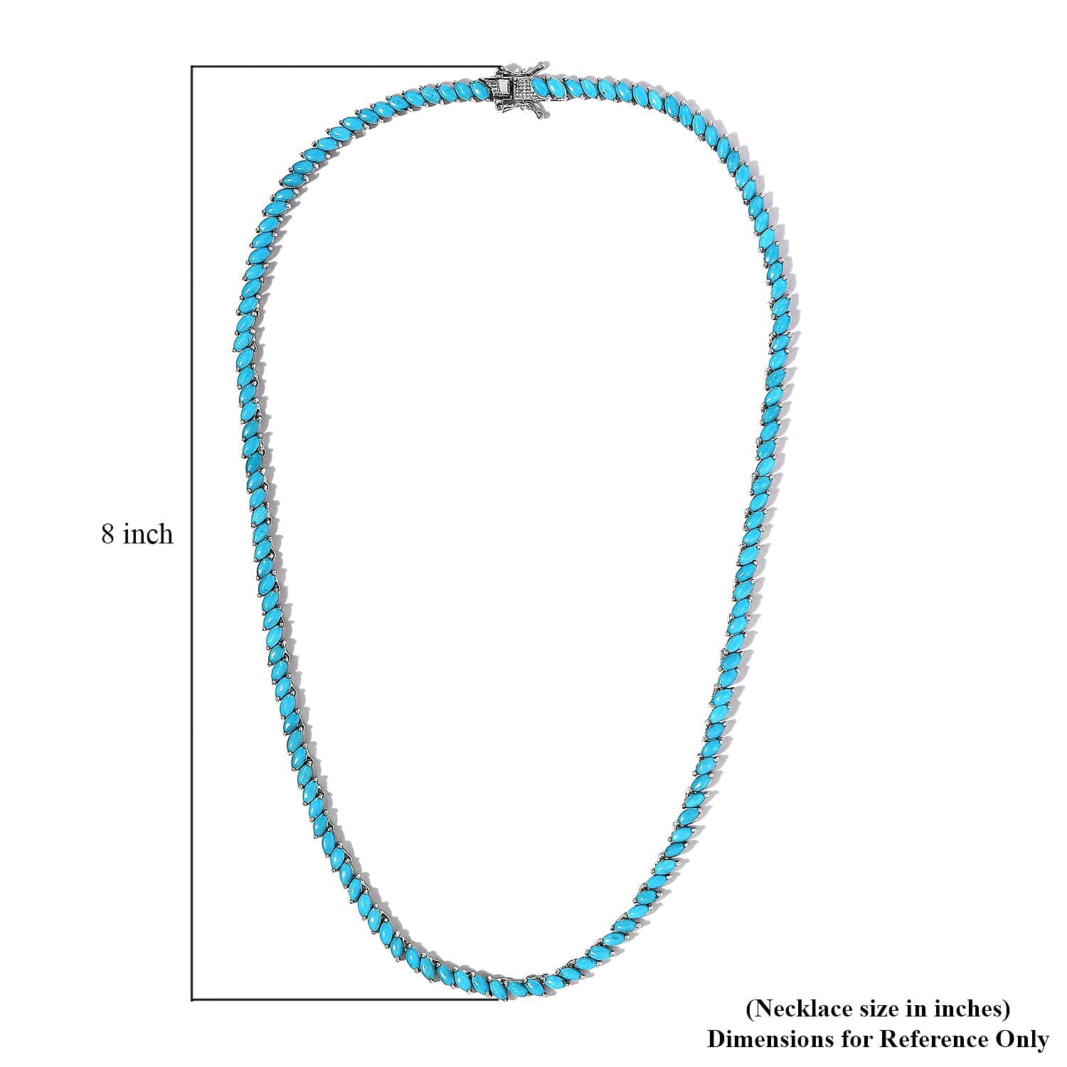 Premium Sleeping Beauty Turquoise Tennis Necklace 18 Inches in Platinum Over Sterling Silver 25.25 ctw