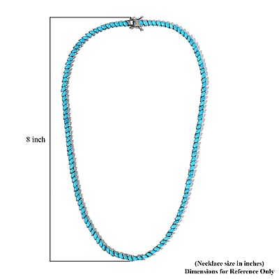 Premium Sleeping Beauty Turquoise Tennis Necklace 18 Inches in Platinum Over Sterling Silver 25.25 ctw