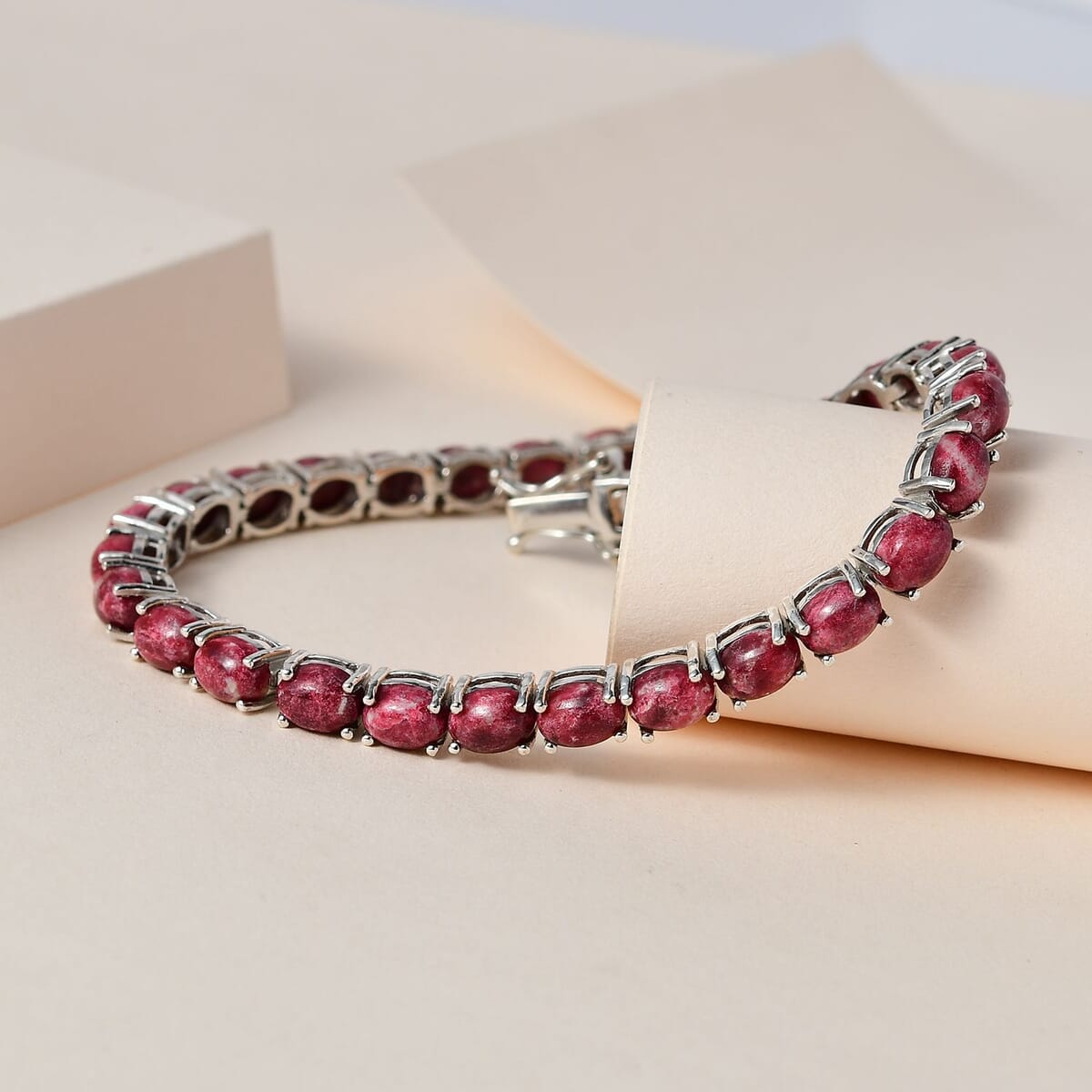 Premium Norwegian Thulite Bracelet in Platinum Over Sterling Silver (6.50 In) 23.50 ctw image number 1