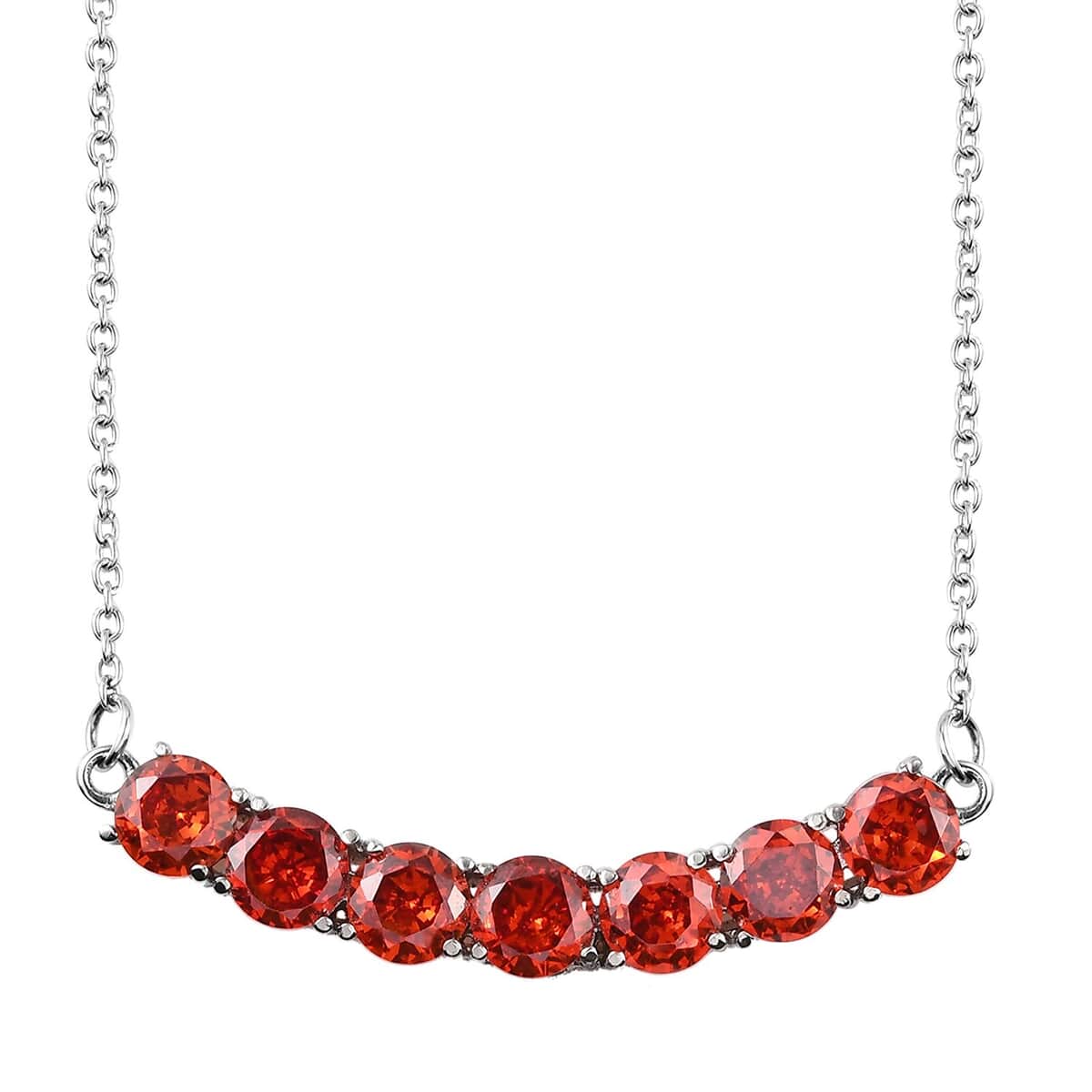 Simulated Orange Diamond Necklace (18 Inches) in Stainless Steel 9.65 ctw image number 0