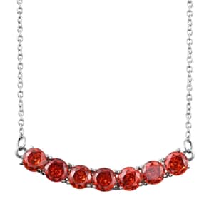 Simulated Orange Diamond Necklace (18 Inches) in Stainless Steel 9.65 ctw , Tarnish-Free, Waterproof, Sweat Proof Jewelry