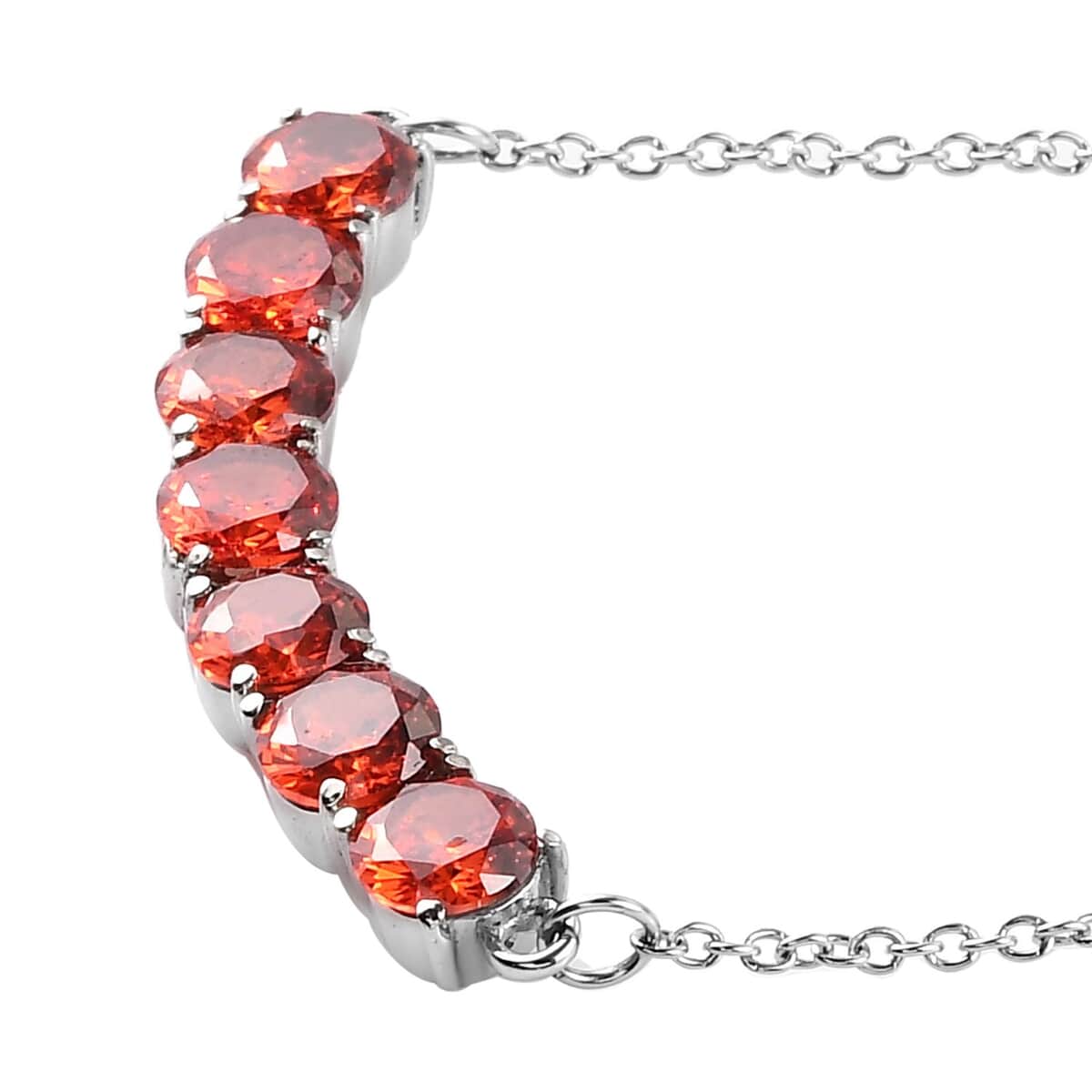 Simulated Orange Diamond Necklace (18 Inches) in Stainless Steel 9.65 ctw image number 3