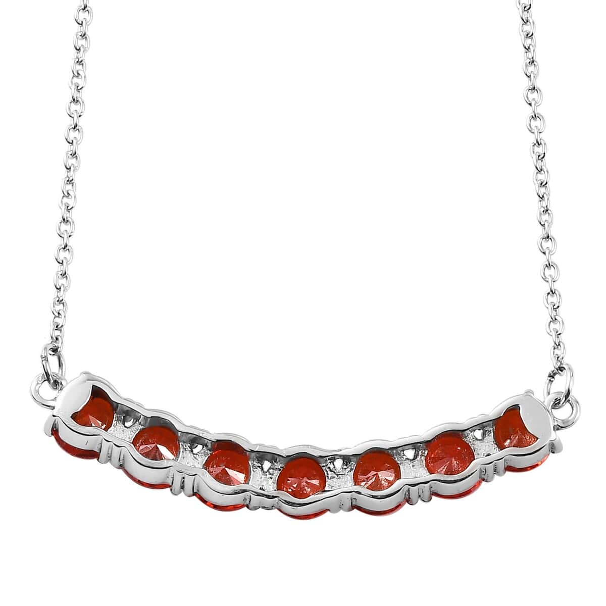 Simulated Orange Diamond Necklace (18 Inches) in Stainless Steel 9.65 ctw image number 4