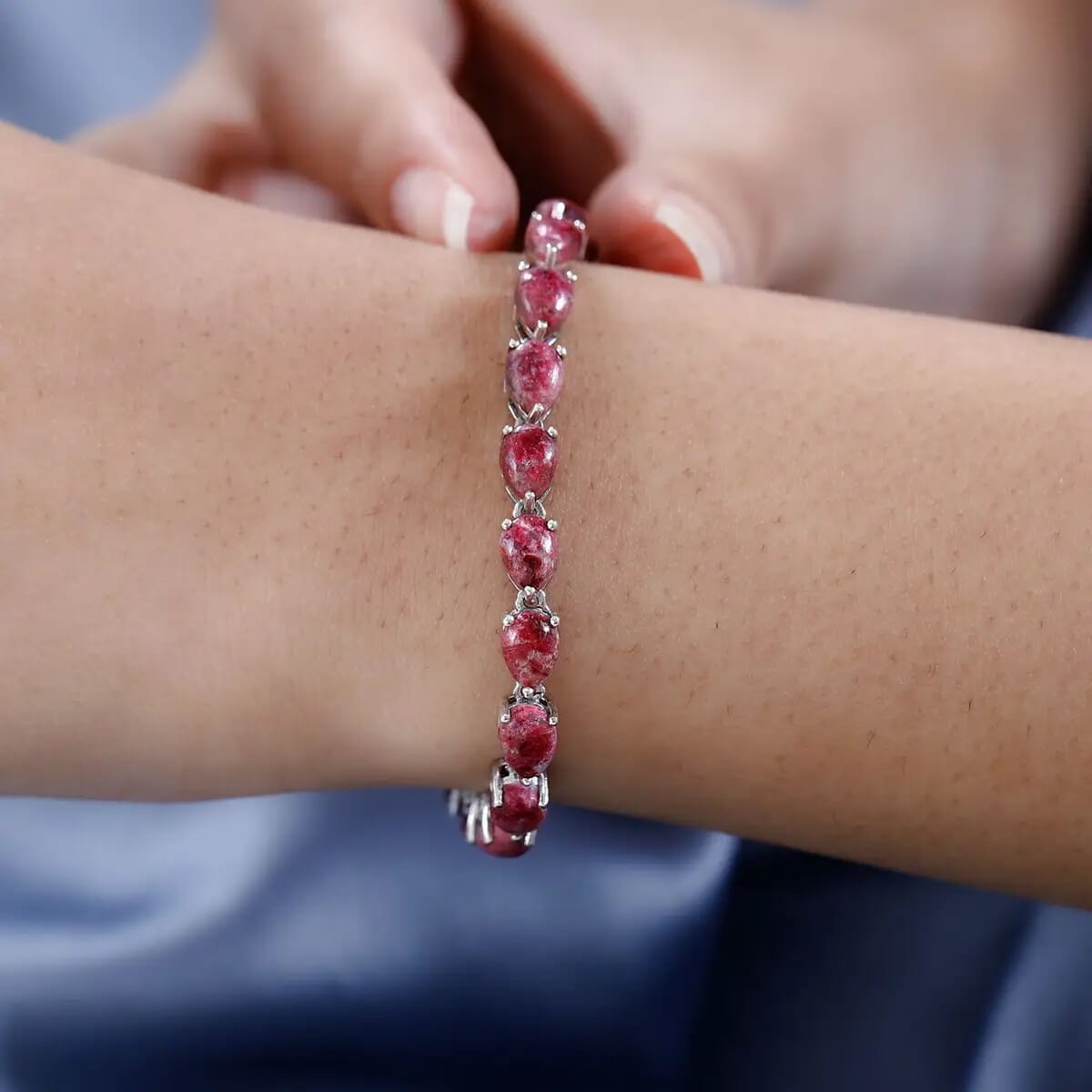 One Time Only Premium Norwegian Thulite, White Zircon Bracelet in Platinum Over Sterling Silver (6.50 In) 19.15 ctw image number 5
