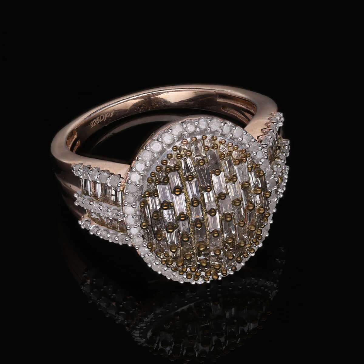 Natural Champagne and White Diamond Ring in Vermeil Rose Gold Over Sterling Silver 1.50 ctw image number 1