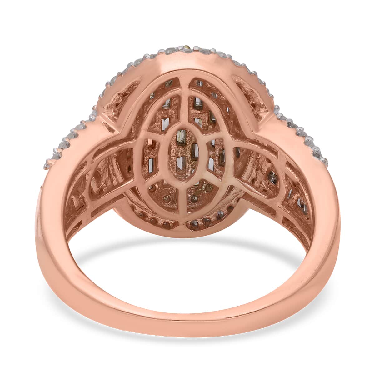 Natural Champagne and White Diamond Ring in Vermeil Rose Gold Over Sterling Silver 1.50 ctw image number 4