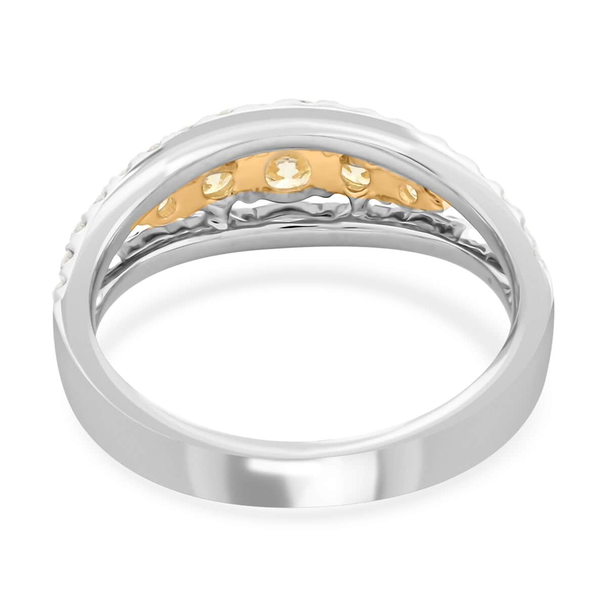 14K White Gold Natural White and Yellow Diamond SI Ring (Size 10.0) 1.00 ctw (Del. in 15-20 Days) image number 4