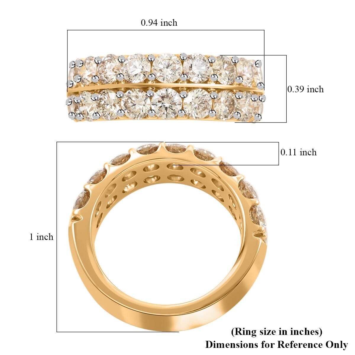 14K Yellow Gold Diamond G-H I2 Ring (Size 7.0) 8.65 Grams 3.00 ctw image number 4