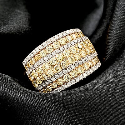 14K Yellow Gold Natural White and Yellow Diamond I1-SI Cluster Ring (Size 10.0) 7.50 Grams 2.00 ctw