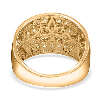 14K Yellow Gold Natural White and Yellow Diamond I1-SI Cluster Ring (Size 10.0) 7.50 Grams 2.00 ctw