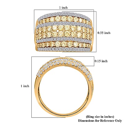 14K Yellow Gold Natural White and Yellow Diamond I1-SI Cluster Ring (Size 10.0) 7.50 Grams 2.00 ctw