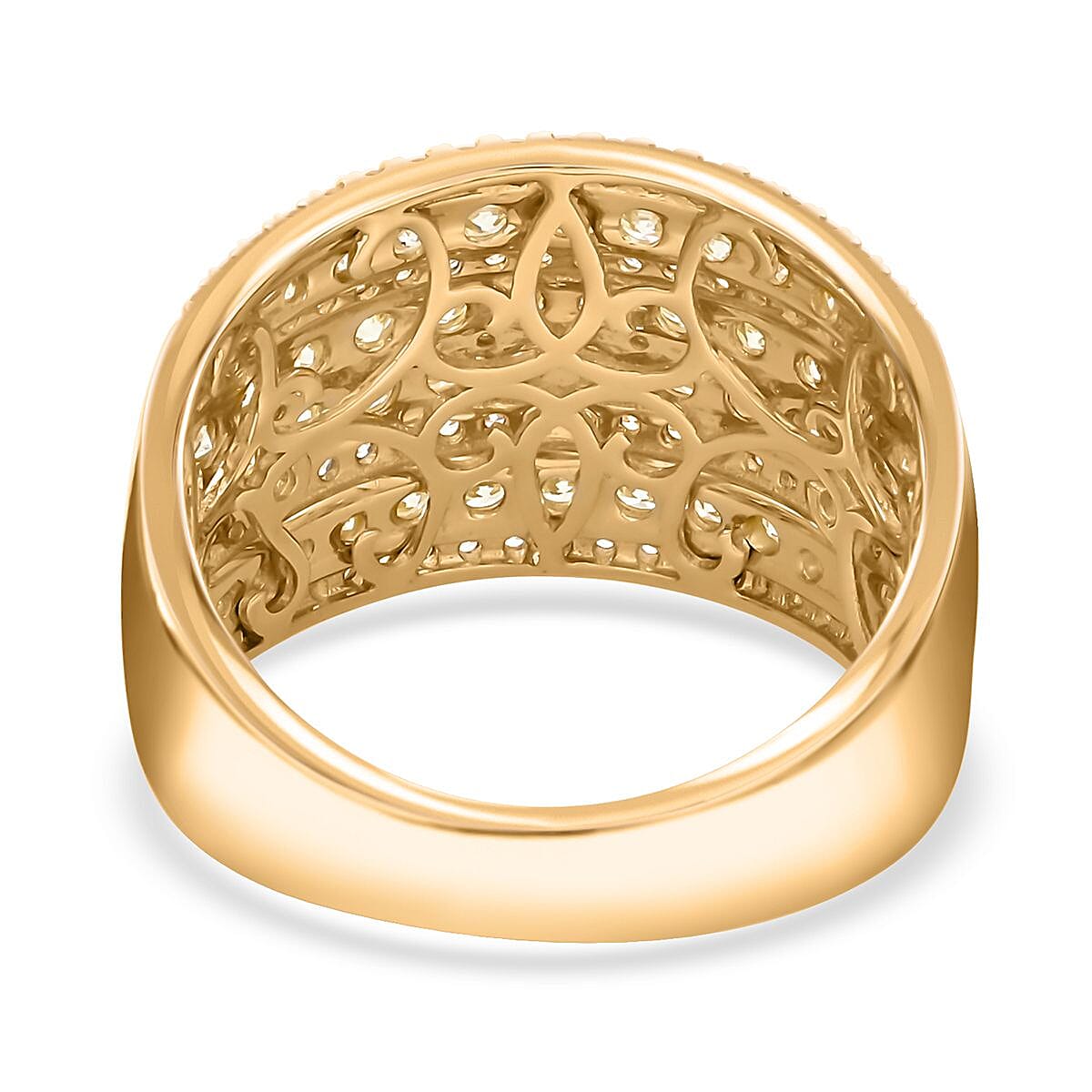 14K Yellow Gold Natural White and Yellow Diamond I1-SI Cluster Ring (Size 8.0) 7.50 Grams 2.00 ctw image number 4