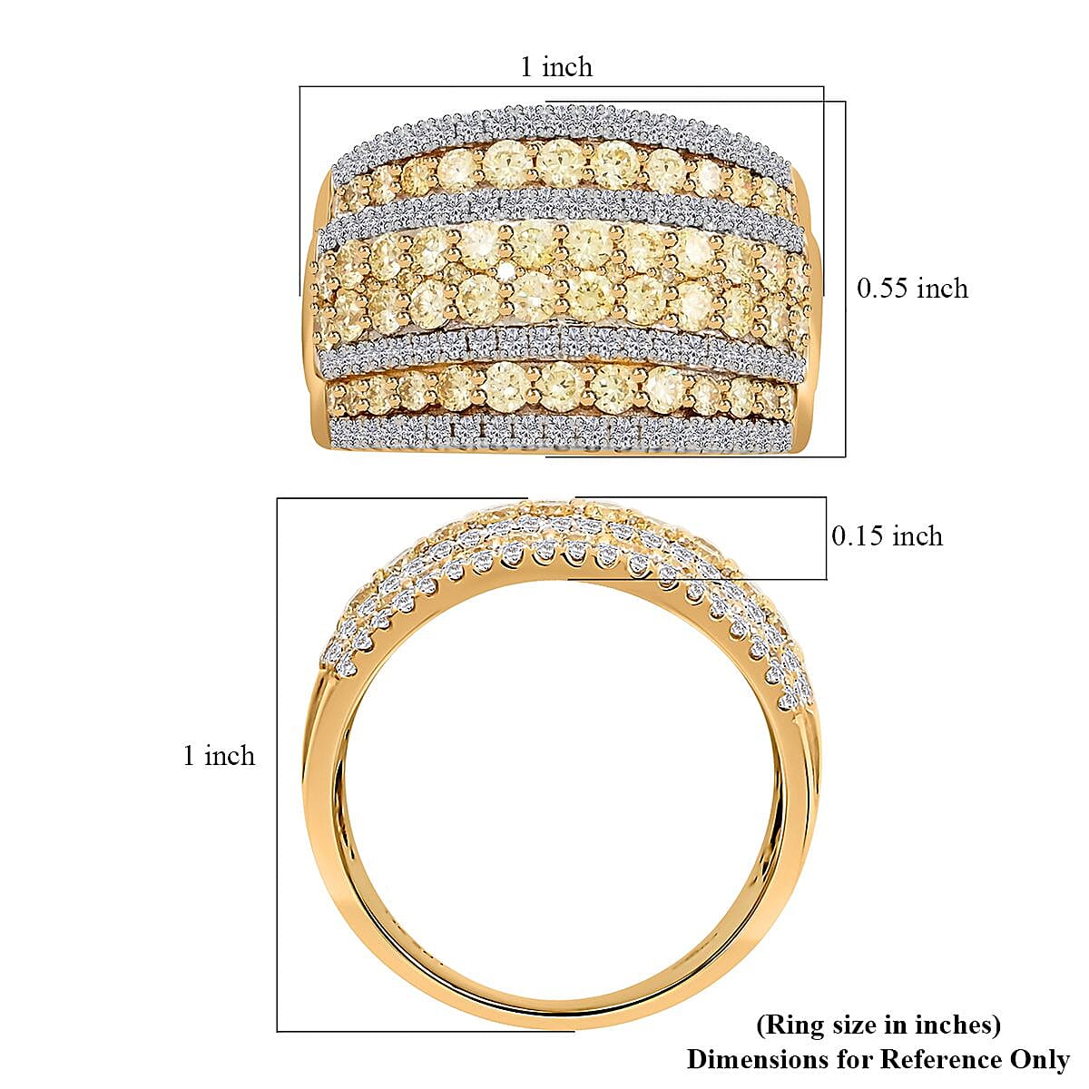 14K Yellow Gold Natural White and Yellow Diamond I1-SI Cluster Ring (Size 8.0) 7.50 Grams 2.00 ctw image number 5