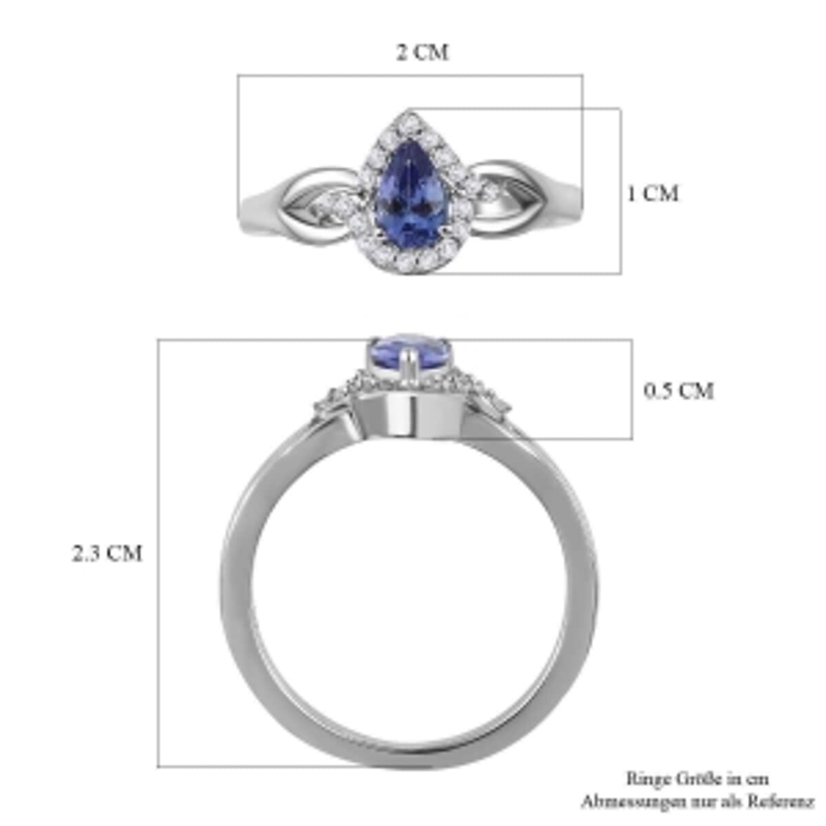Tanzanite and White Zircon 0.57 ctw Ring in Platinum Over Sterling Silver (Size 10) image number 6