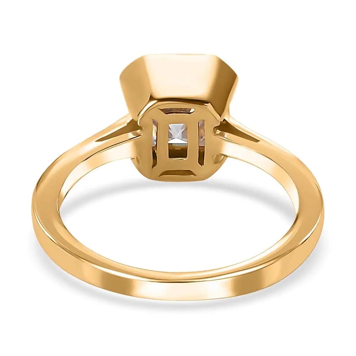 Asscher Cut Moissanite Solitaire Ring in Vermeil Yellow Gold Over Sterling Silver 1.85 ctw image number 5