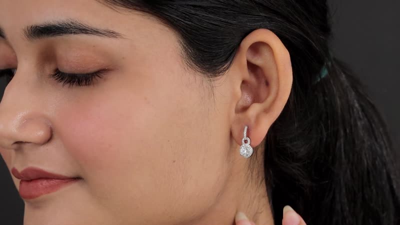 Moissanite Halo Dangling Earrings in Platinum Over Sterling Silver 1.25 ctw