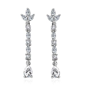 Moissanite Dangle Earrings in Platinum Over Sterling Silver 1.60 ctw