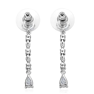 Moissanite Dangle Earrings in Platinum Over Sterling Silver 1.60 ctw